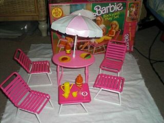 Vtg Barbie Mattel Backyard Play Set Arco 1986 Furniture & Accessories Iob
