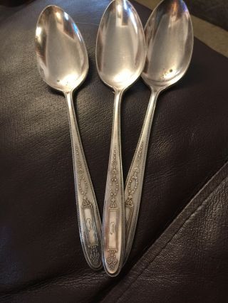Oneida Community Plate Grosvenor Set Of 3 Serving Spoons Silverplate Flatware
