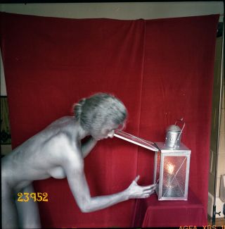 Nude Silver Woman W Lamp,  Unusual,  Vintage Fine Art Negative,  1970 