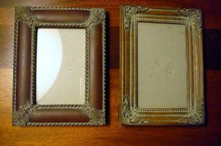 2 Small Vintage Antique Finish Photo Picture Frames 2.  5x4 & 2.  5x5 Unmatched