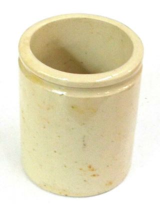 Antique 1800s Miniature Beige Stoneware Crock Jar / Cream Pot 2 3/8 Inches Tall