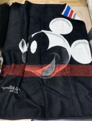 Vintage Rare Biederlack Blanket Throw Mickey Mouse Face Walt Disney [60 