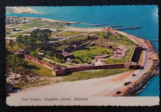 Alabama Postcard 1900s Rare Dauphin Island Fort Gaines Mobile Aerial
