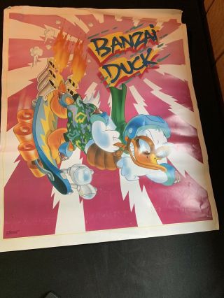 Vintage 1986 Banzai Duck Cartoon Walt Disney Poster 11289 Donald