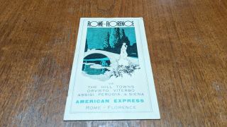 Antique 1925 Rome To Florence American Express Travel Brochure Booklet Tourist