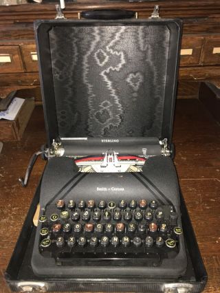 Vintage Rare Smith Corona Sterling Typewriter Black W/case