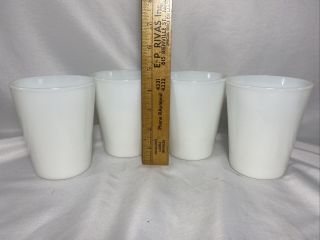 Rare 4.  5” 12 Oz White Milk Glass Tumblers Set Of 4 Opalescent Glasses