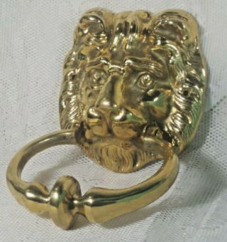 Vintage Antique Brass Lion Head Door Knocker Large Size Fine Relief