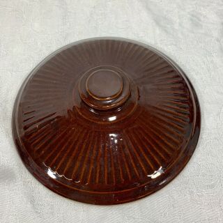 Replacement Large Stoneware Crock Or Casserole Dish Lid Brown Glaze 7 Inch