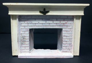 Vintage Dollhouse Miniature Hand Painted Off White Fireplace Furniture