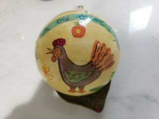 12 Days Of Christmas 3 French Hens Paper Mache Decoupage Ornament Rare Htf