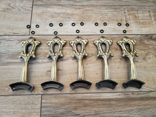 Hampton Bay Ceiling Fan Parts - Set Of 5 Antique Brass Metal Blade Arms Brackets