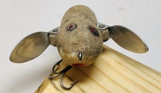 Vintage Heddon Tiny Crazy Crawler Flocked Mouse Fishing Lure - Body Is 1 7/8 