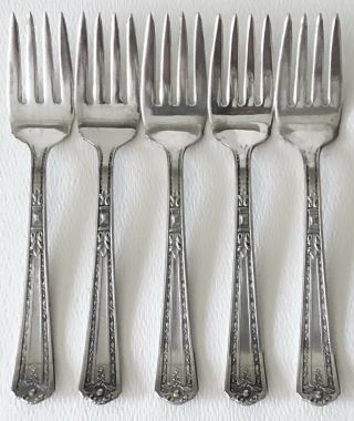 1930 National Silver Co.  Florence Silverplate Salad Fork X5 Forks Set Of 5