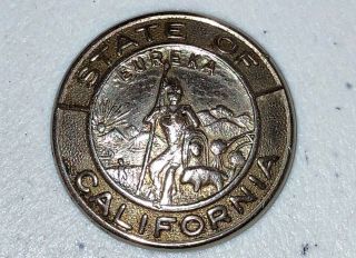 Antique Civil War State Of California Militia Eureka Nickle Silver Button