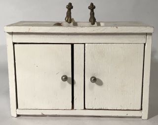 Vintage Doll House Wooden Kitchen Sink Cabinet Counter Storage Bathroom Mini