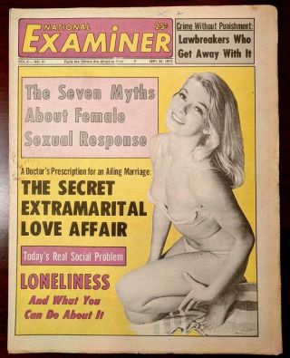 National Examiner - September 25,  1972 Rare Vintage Sleaze Tabloid Newspaper Mag