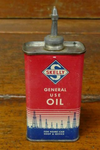 Vintage Rare Skelly Oil Co General Use Oil Lead Top 4oz Handy Oiler Oil Can