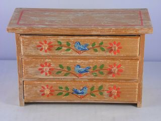 Vintage Dollhouse Miniature Wood Chest Of Drawers Dresser 1:12 Scale