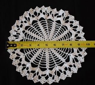 Antique Vintage Hand Crocheted Lace Doily Victorian Chic White Round Table Decor