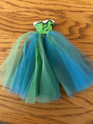 Vintage Mattel Barbie Doll Prom Dress Gown Green Blue Tulle Satin