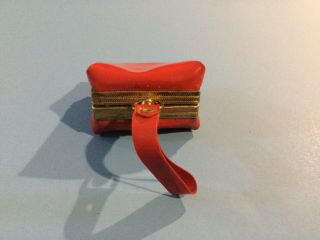 Vintage Doll Red Vinyl Toy Play Purse Handbag For Child Walker Playpal 1950’s