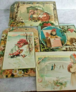 4 Antique Victorian Christmas Trade Card Scraps/jack - In - The - Box/children/crafts