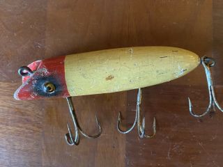 Vintage Wood Wooden Fishing Lure - Glass Eyes
