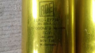 ROE GOLD 17000 uF,  80V capacitors AUDIO GRADE HI - END CAPS.  ULTRA RARE MODEL 2