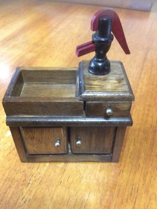 Dollhouse Miniature Vintage Pre - Owned Dry Sink With Pump