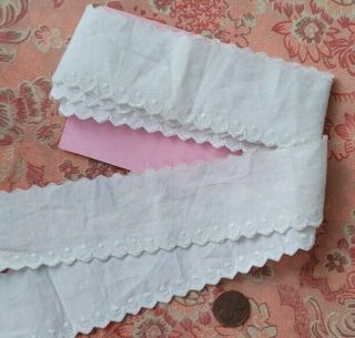 Tiny Detail Embroidered Lace Trim 2,  Yards Vintage Scalloped Sheer Narrow Dolls