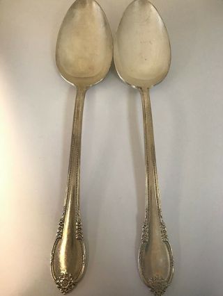 Vintage 2 Piece Wm Rogers Is Remembrance Silver Plated Serving Spoons 8.  5 "