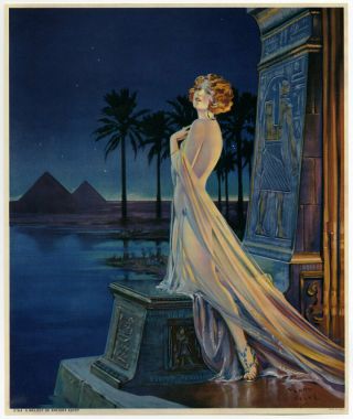 Vintage 1930s Henry Clive Art Deco Rare Pin - Up Girl Print Jazz Age Flapper Egypt