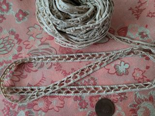 Old Antique Lace Trim 3 Yards Hand Made.  5 " Novelty Braid Insertion Folk Art