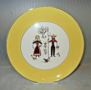Mid Century Vintage Homer Laughlin Rhythm Provincial Farmer & Wife Dinner Plate