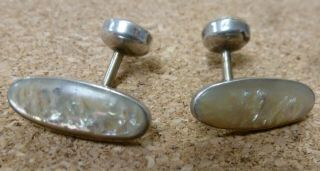 Vintage Sterling White Abalone Cuff Links