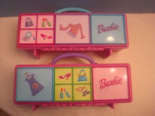 2 Barbie Accessory Carry Cases W/ Handle Drawers Tara Toy For Mattel 1999