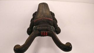 Antique Vintage Cast Iron Boot Jack Door Stop Scarab Beetle Bug Paint J N Marked 3