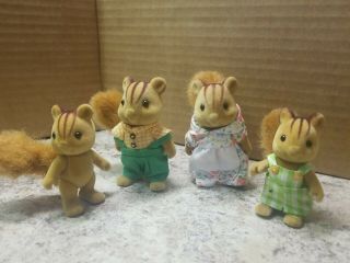 Vintage 1985 Epoch Sylvanian Families Calico Critters Squirrel Family Set