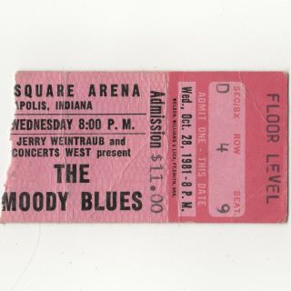 The Moody Blues Concert Ticket Stub Indianapolis In 10/28/81 Market Square Rare