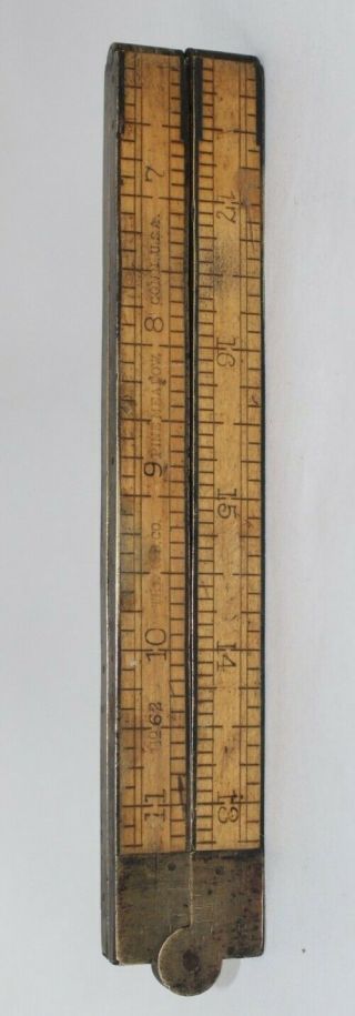 Antique Chapin Stephens Co.  24 Inch Wood And Brass Folding Rule Made In Ct