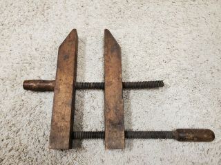 Parallel Wood Clamps W/ Wood Threads Antique Wooden Woodworking - Quick Ship
