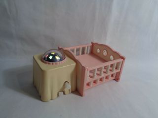 Epoch Sylvanian Families Pink / White Baby Nursery Replacement Crib W/ Lights