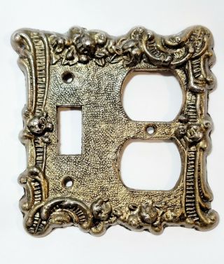 Vintage Metal Light Switch And Outlet Wall Plate Cover Rose Floral Ornate