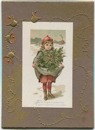 144 Antique Prang Victorian Christmas Card With Back Easel - 1886