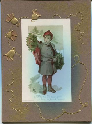 143 Antique Prang Victorian Christmas Card With Back Easel - 1886