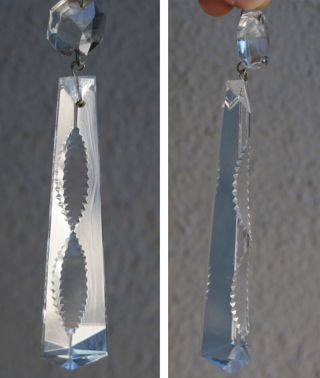 2 Antique Cut Crystal Gothic Prism Chandelier Lamp Part Luster Vintage Czech Ita