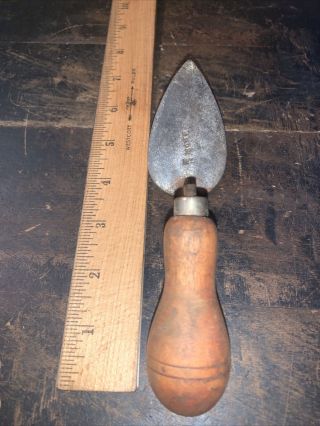 Small Fine Finishing - Trowel - Tool Antique Vintage Wood Handle Marked.