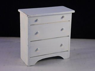 Vintage Dollhouse Miniature Wood Chest Of Drawers Dresser Painted 1:12 Scale
