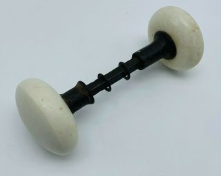 Antique White Marble Porcelain Door Knobs Handles Shaft Double Sided Screws